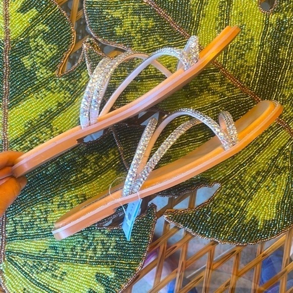 Brand New Steve Madden Glass Beaded Bling Multi Strap Slides  Slip On Sandals - Picture 9 of 15